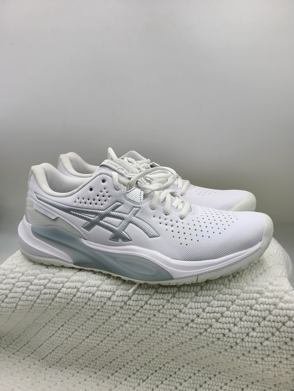 ASICS White Athletic Running Sneakers with Silver Accents